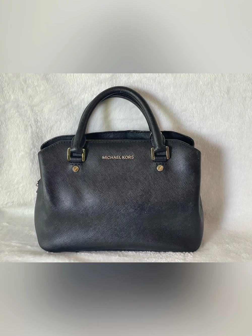 Michael Kors  handbag or Crossbody black leather purse  gold hardware
